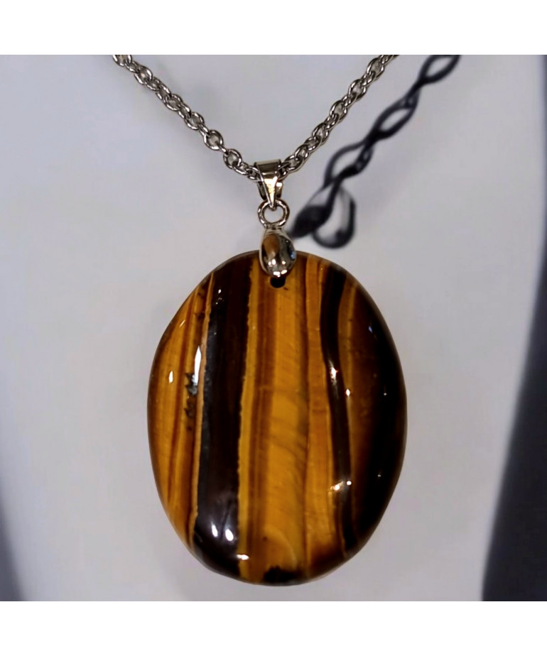 Pendentif Œil de tigre avec chaîne