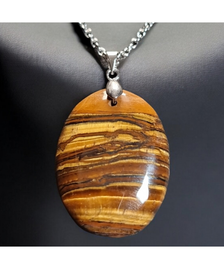 Pendentif Œil de tigre avec chaîne