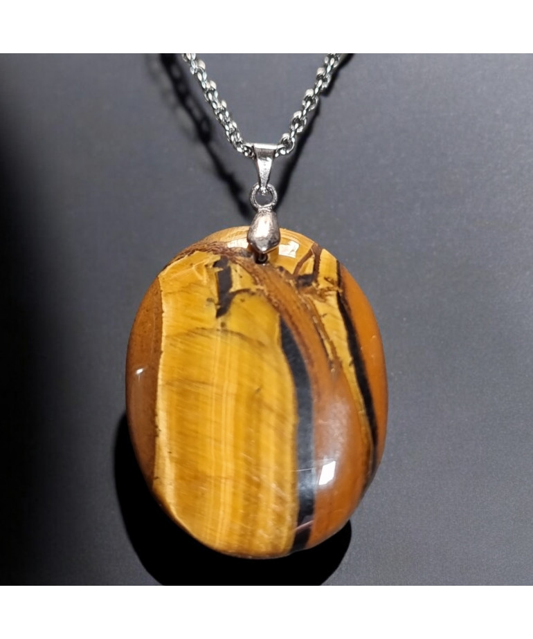 Pendentif Œil de tigre avec chaîne