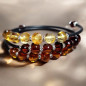 Bracelet Ambre multicolore Pierres rondes sur câble gainé caoutchouc
