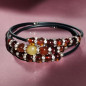Bracelet Ambre multicolore Pierres rondes sur câble gainé caoutchouc