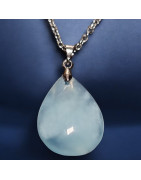 Pendentif Aigue marine goutte sur chaîne