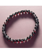 Bracelet Ambre Rouge Pierres rondes 6mm