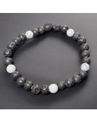Bracelet Pierre de lave et Howlite Pierres rondes 6mm