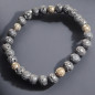 Bracelet Pierre de lave et Pyrite Pierres rondes 6mm