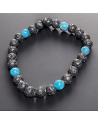 Bracelet Pierre de lave et Apatite Pierres rondes 6mm