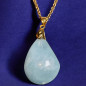 Pendentif Aigue marine goutte sur chaîne plaquée or