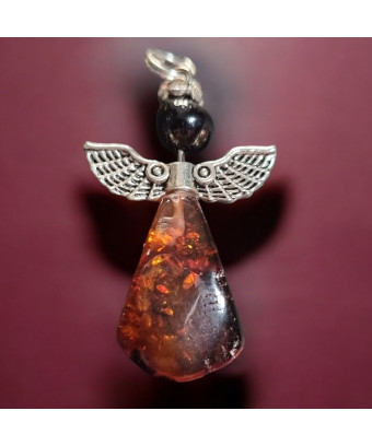 Pendentif Ambre Cognac ange