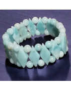 Bracelet Amazonite Lamelles Losanges et Pierres Rondes 6mm