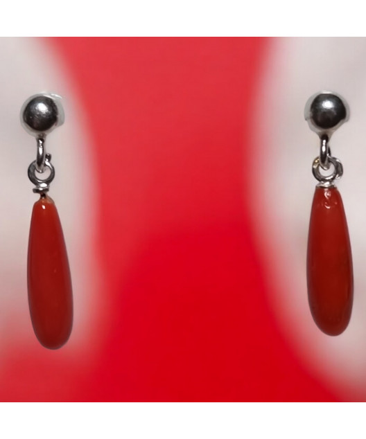 Boucles Corail gouttes Argent 925