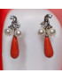 Boucles Corail et Perles gouttes Argent 925