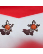 Boucles Corail Etoile de mer Argent 925