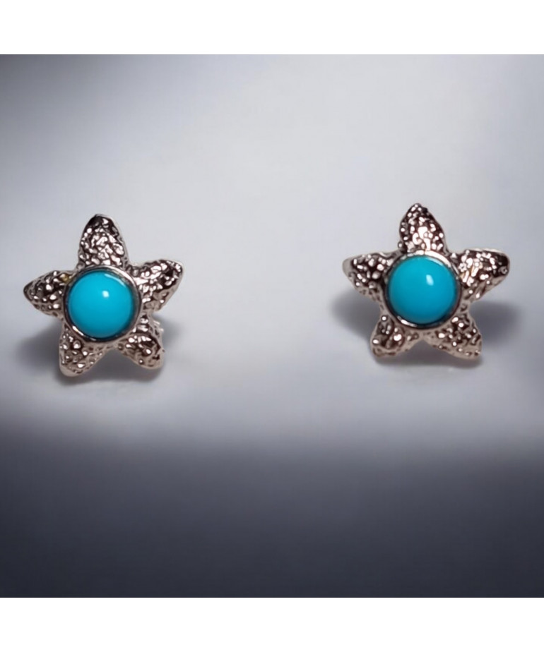 Boucles Turquoise Etoile de mer Argent 925