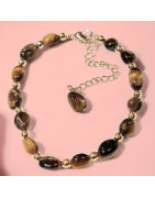Bracelet Œil de tigre Cheville ou Poignet avec fermoir doré