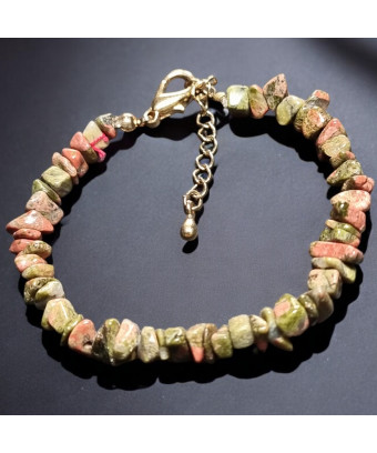 Bracelet Unakite Baroque avec fermoir doré