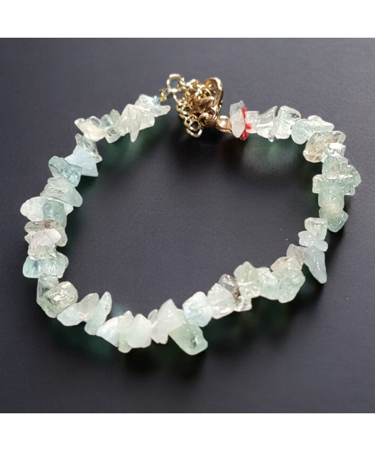 Bracelet Aigue Marine Baroque avec Fermoir Doré