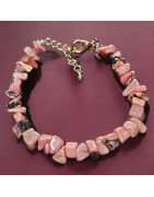 Bracelet Rhodonite Baroque avec fermoir doré