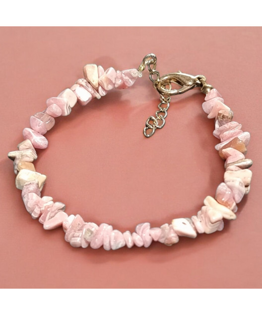 Bracelet Rhodochrosite Baroque avec Fermoir Doré