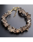 Bracelet Quartz fumé Baroque avec fermoir doré