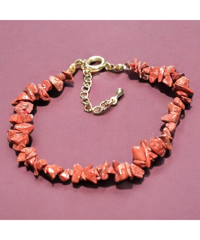 Bracelet Jaspe rouge Baroque avec fermoir doré