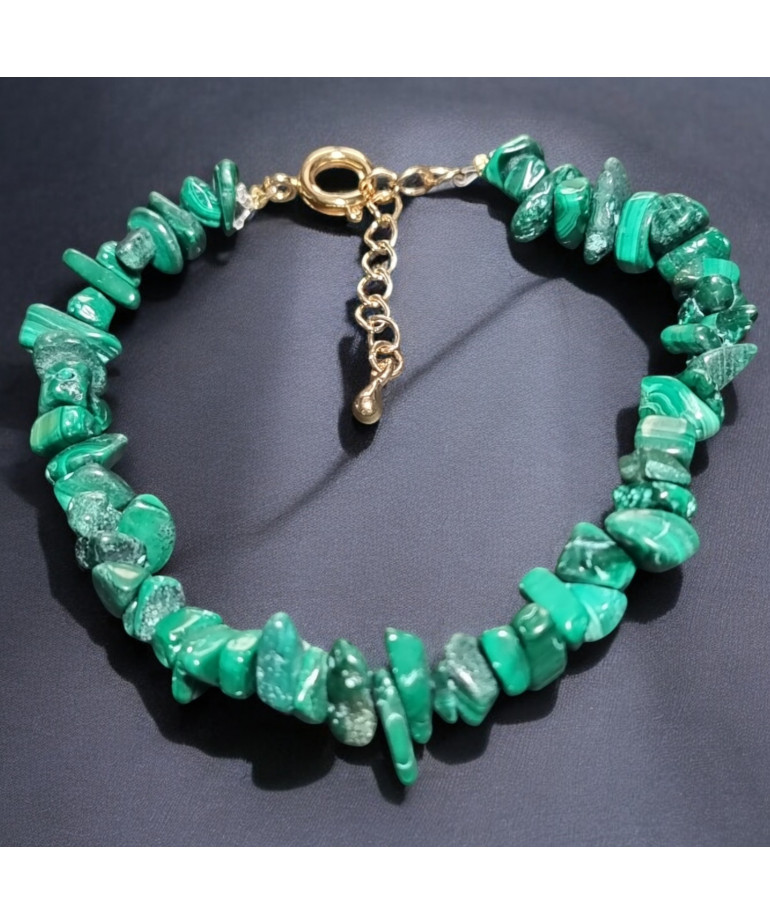 Bracelet Malachite Baroque avec fermoir doré