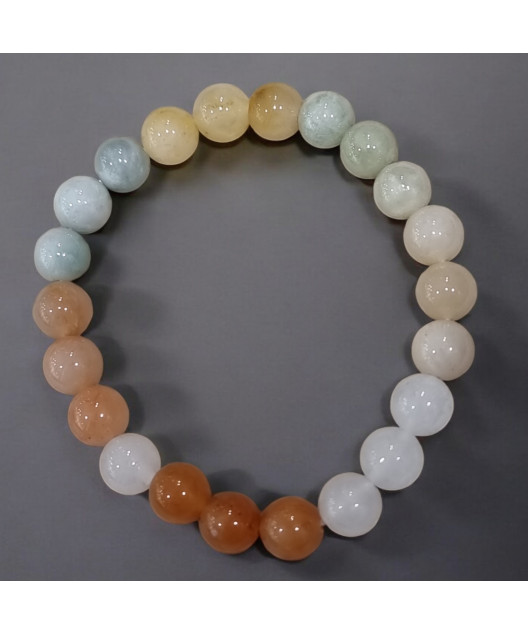 Bracelet Jade multicolore Pierre ronde