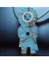 Pendentif Turquoise Homme-Fleur Amérindien Tribu Zuni sur cordon réglable