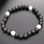 Bracelet Pierre de lave et Quartz rose Pierres rondes 6mm
