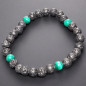 Bracelet Pierre de lave et Malachite Pierres rondes 6mm