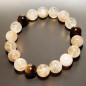 Bracelet Citrine et Œil de Tigre  Pierres rondes 10mm
