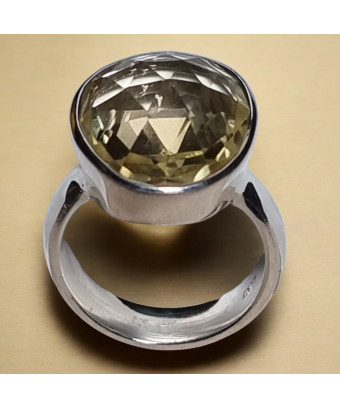 Bague Citrine Citron Argent 925 Taille 52