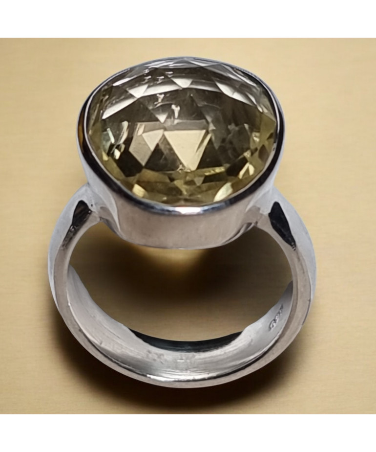 Bague Citrine Citron Argent 925 Taille 52