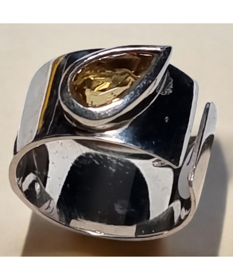 Bague Citrine Argent 925 Taille 57+