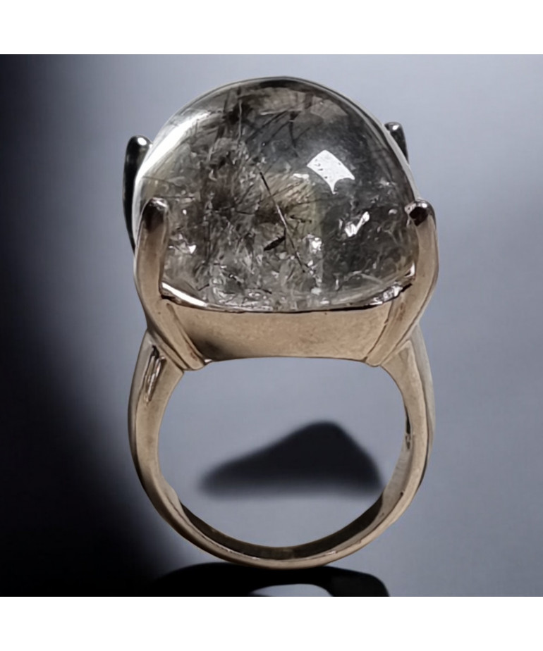 Bague Quartz rutile Tourmaline Argent 925 Taille 57