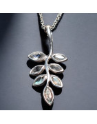 Pendentif Labradorite Feuille  Argent 925 sur chaîne