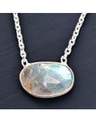 Pendentif Labradorite Facettée Argent 925 sur chaîne