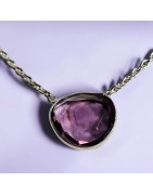 Pendentif Améthyste Facettée Argent 925 sur chaîne