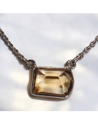 Pendentif Citrine Facettée Argent 925 sur chaîne