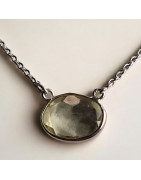 Pendentif Citrine citron Facettée Argent 925 sur chaîne