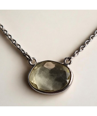 Pendentif Citrine citron Facettée Argent 925 sur chaîne