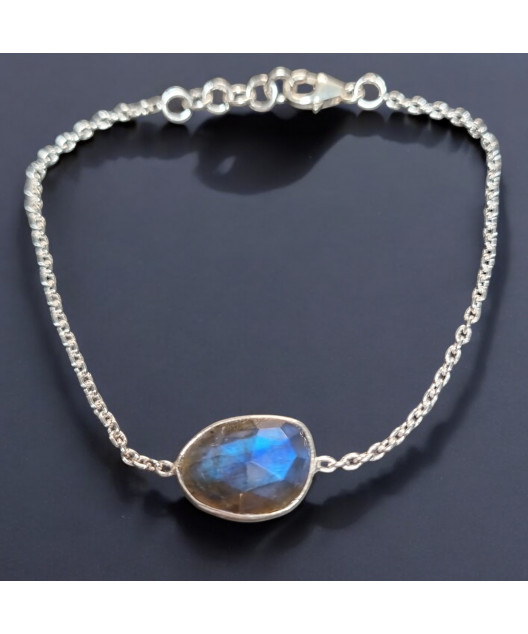 Bracelet Labradorite Facettée Argent 925