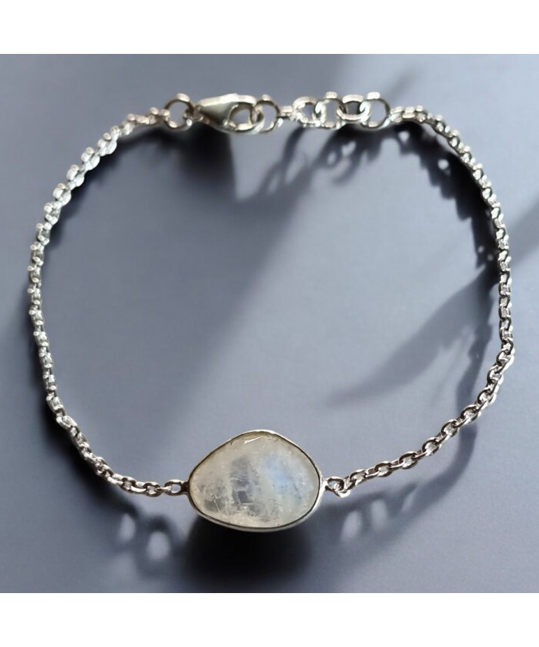 Bracelet Pierre de lune Facettée Argent 925