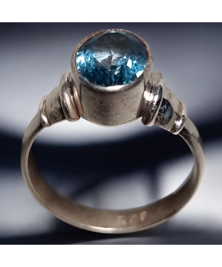 Bague Topaze bleue Argent 925 Taille 55