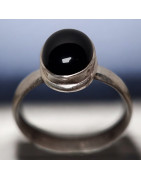 Bague Onyx Noir Argent 925 Taille 58