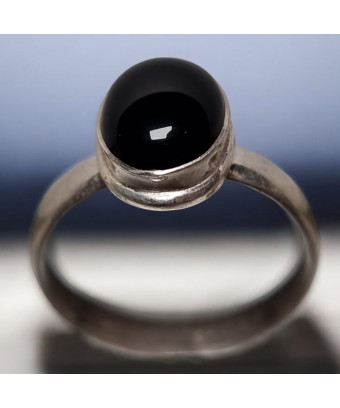 Bague Onyx Noir Argent 925 Taille 58