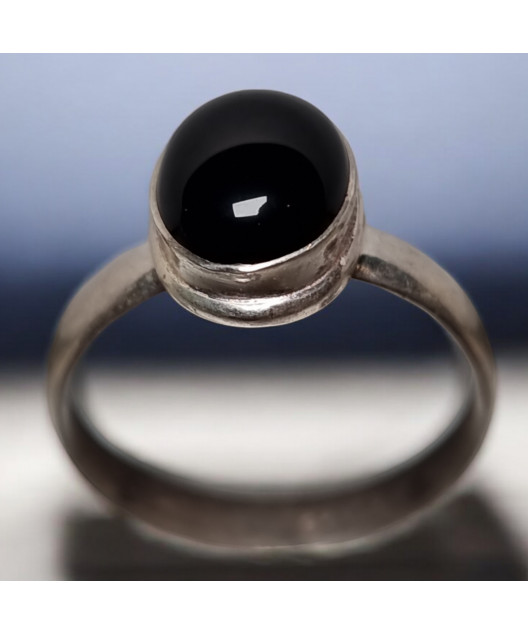 Bague Onyx Noir Argent 925 Taille 58