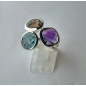 Bague topaze bleue - améthyste - citrine argent 925 Taille 57