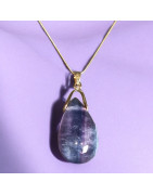 Pendentif Améthyste avec chaîne Plaquée or réglable