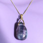 Pendentif Améthyste avec chaîne Plaquée or réglable