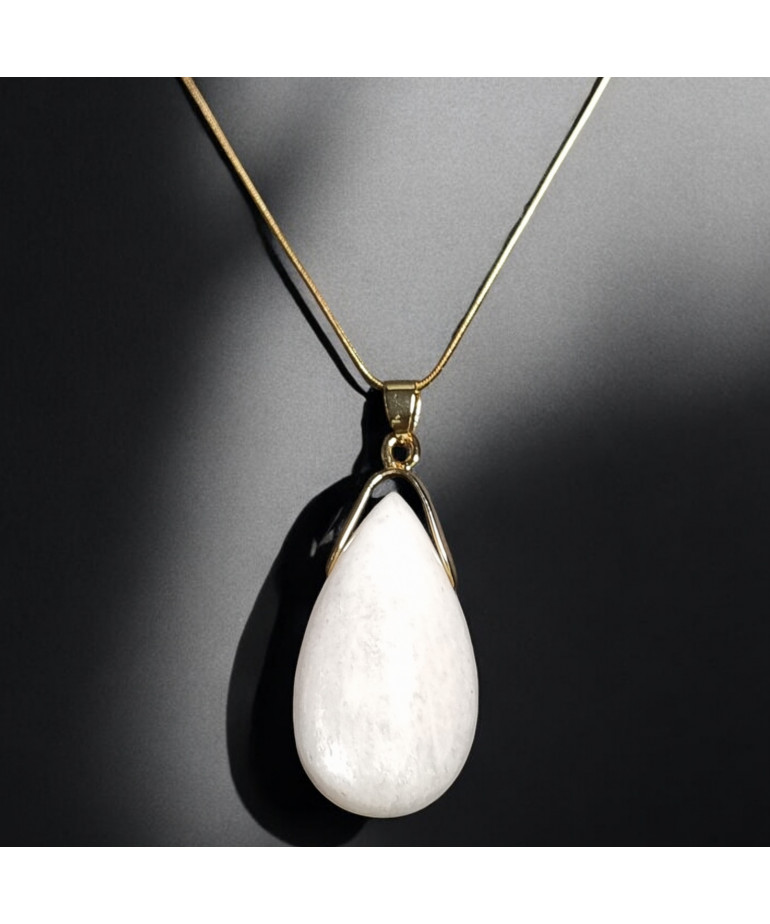 Pendentif Pierre de lune avec chaîne plaquée or